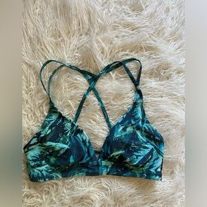 Athleta Green & black palm bikini top